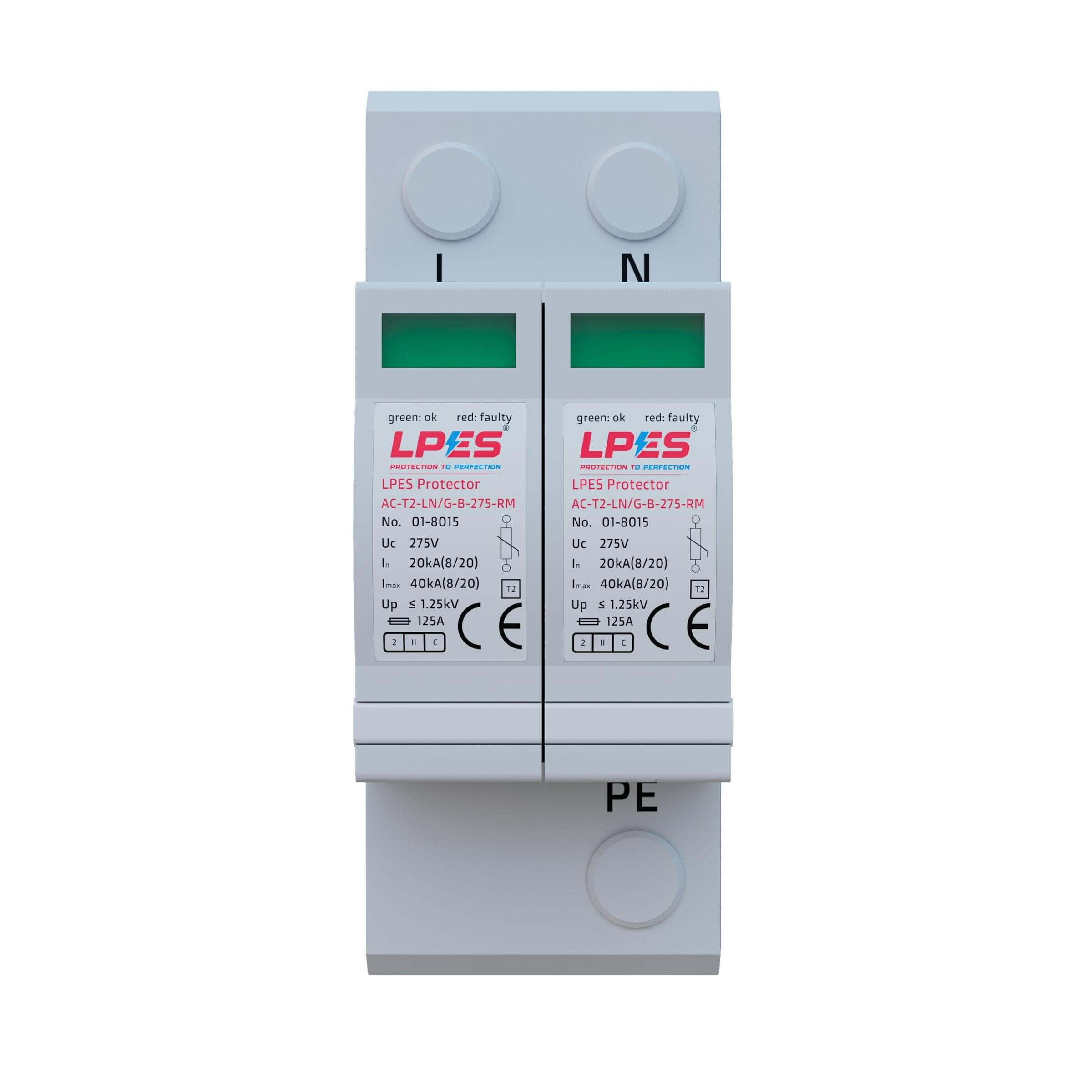 LPES two-pole AC surge protection device for single-phase distribution boards