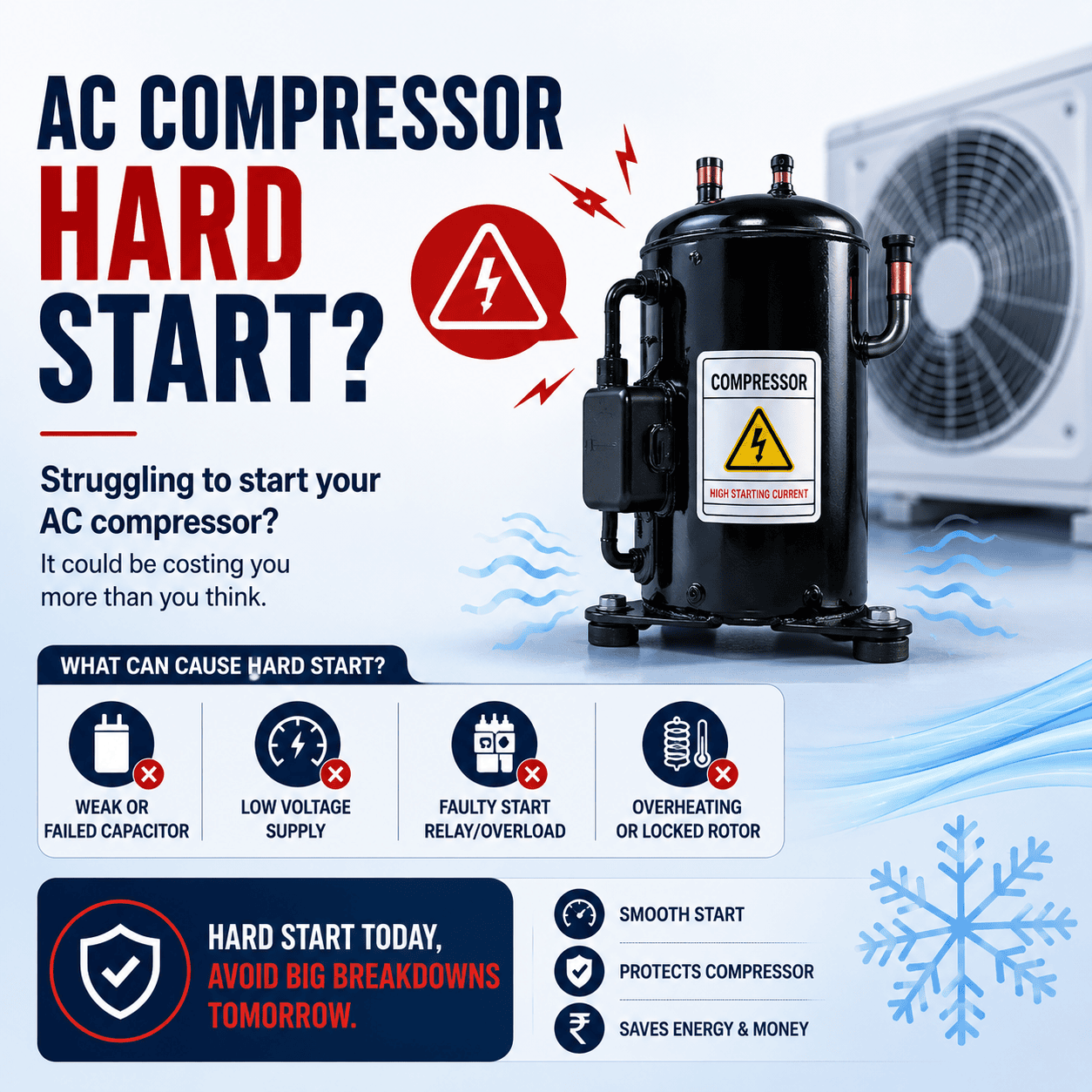AC compressor hard start