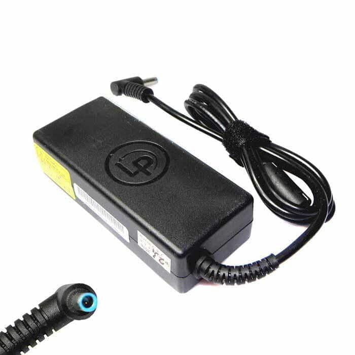 "Laptop adapter with a compact power brick and cable, designed for efficient charging of laptops and other devices."