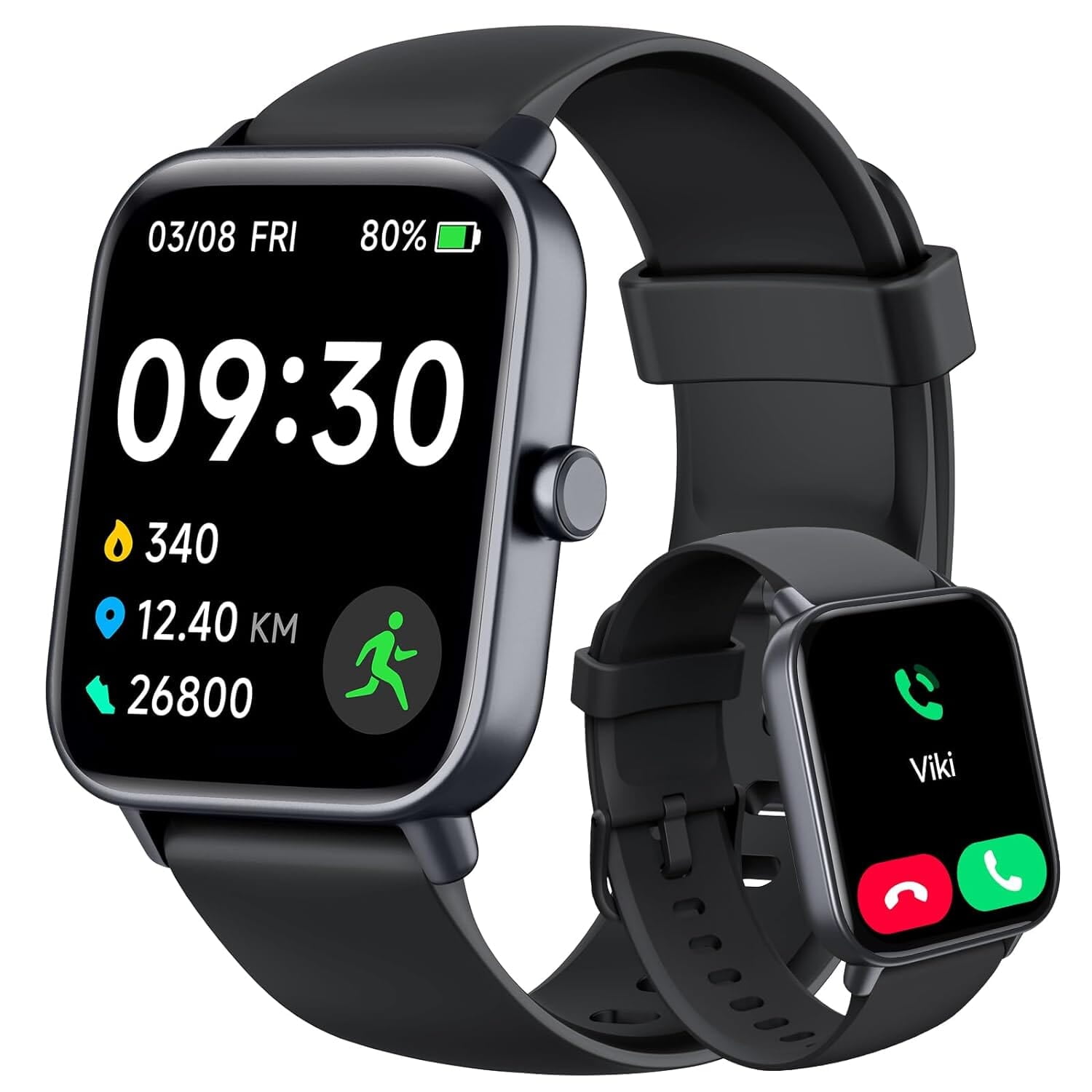 "Stylish smartwatch with a vibrant touchscreen display, fitness tracking, heart rate monitor, and sleek design for everyday use."