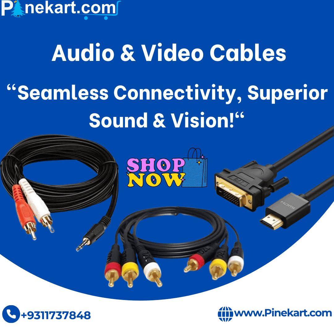 "Various types of audio and video cables, including HDMI, RCA, optical, and XLR, used for high-quality sound and video transmission."