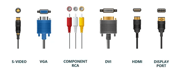 "Various audio and video cables, including HDMI, RCA, optical, and 3.5mm AUX, neatly arranged on a sleek surface. The cables have distinct colors and connectors, some plugged into devices like speakers, a TV, and a gaming console, illustrating their functionality." "Various audio and video cables, including HDMI, RCA, optical, and 3.5mm AUX, neatly arranged on a sleek surface. The cables have distinct colors and connectors, some plugged into devices like speakers, a TV, and a gaming console, illustrating their functionality."