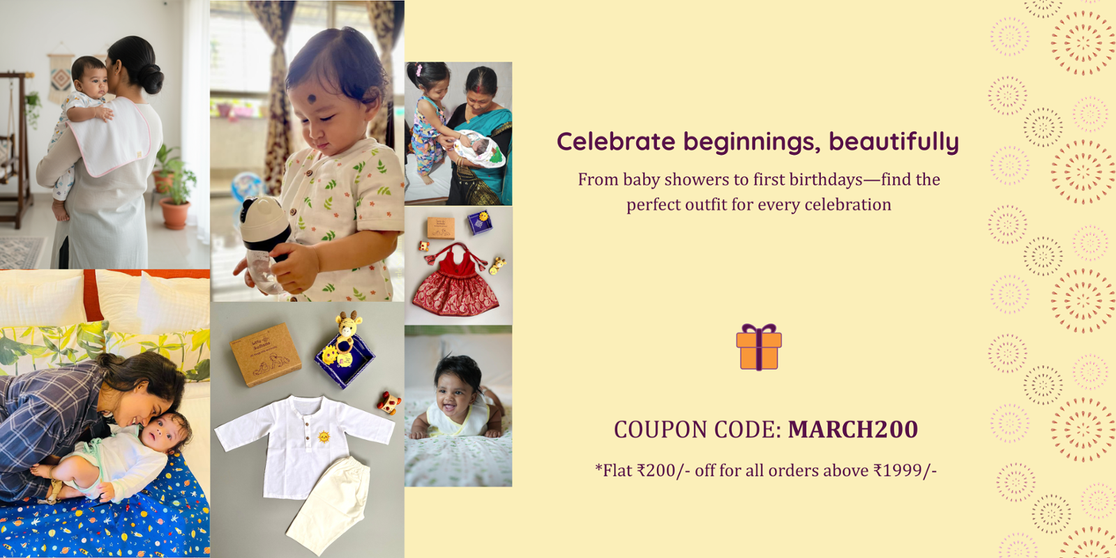 Avail a flat Rs. 200/- off Baby Clothing with a coupon code on LittleSudhams.com MARCH200