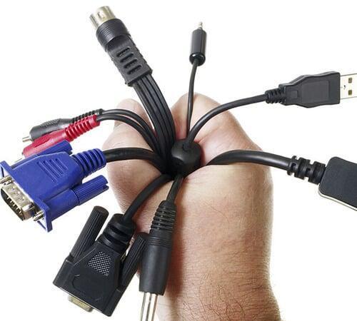 "Cables and connectors for data and power transmission."