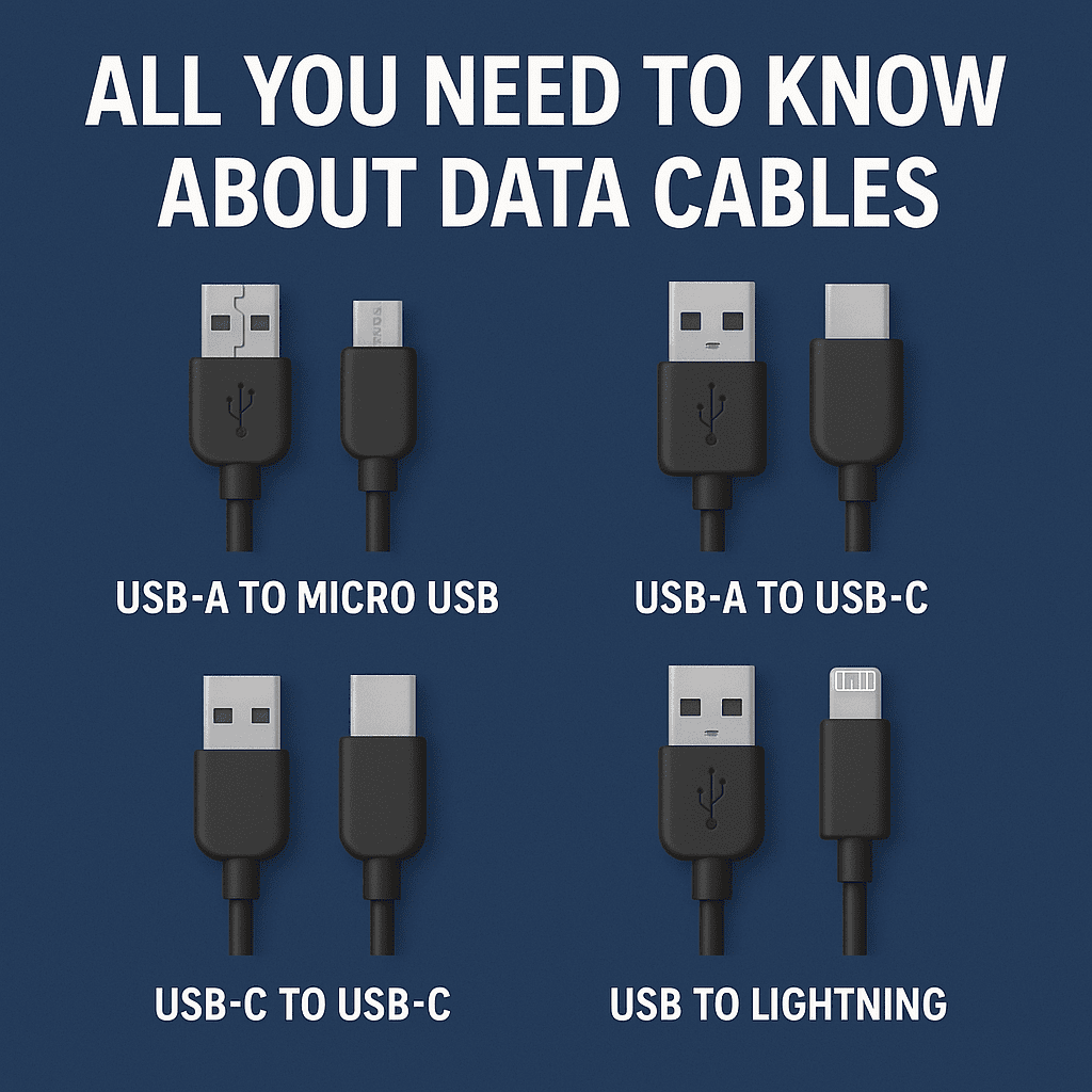 Assorted data cables including USB, HDMI, and Ethernet. Assorted data cables including USB, HDMI, and Ethernet.