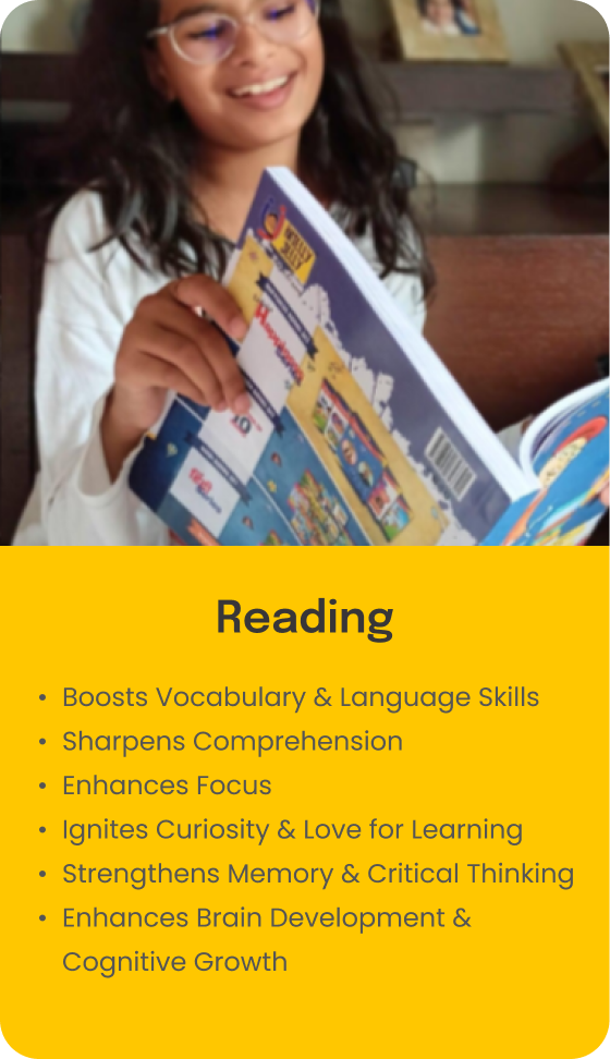 Reading boosts language, focus, curiosity, memory, and brain growth. Reading boosts language, focus, curiosity, memory, and brain growth.