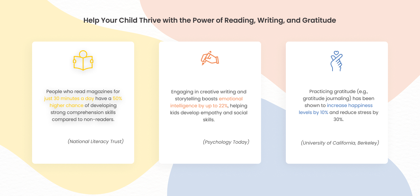 Empower your child with reading, writing, and gratitude. Empower your child with reading, writing, and gratitude.