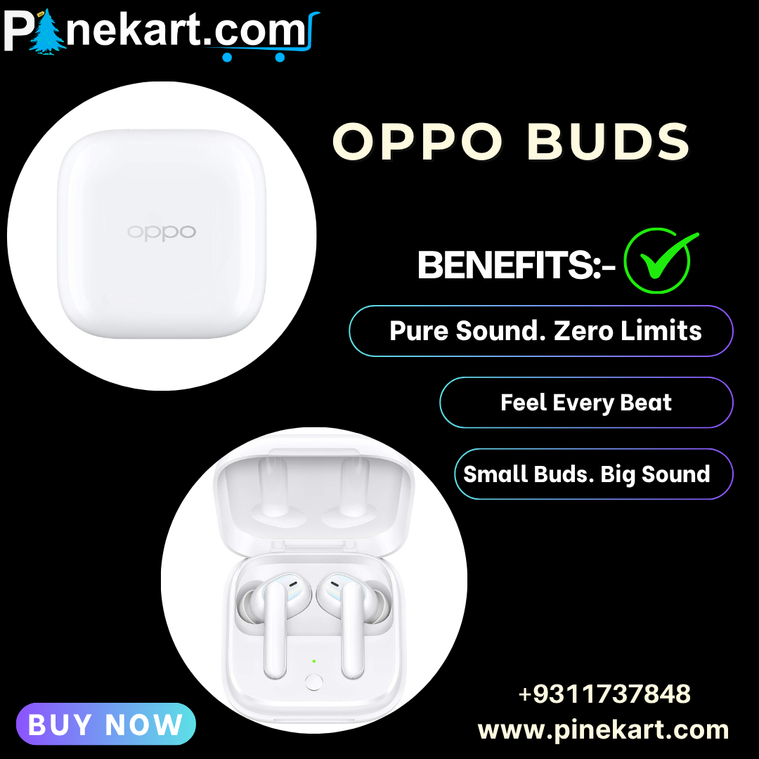 Oppo Buds replacement charging case and earbuds with Bluetooth pairing support, including labeled parts and a smartphone displaying Bluetooth settings. Oppo Buds replacement charging case and earbuds with Bluetooth pairing support, including labeled parts and a smartphone displaying Bluetooth settings.