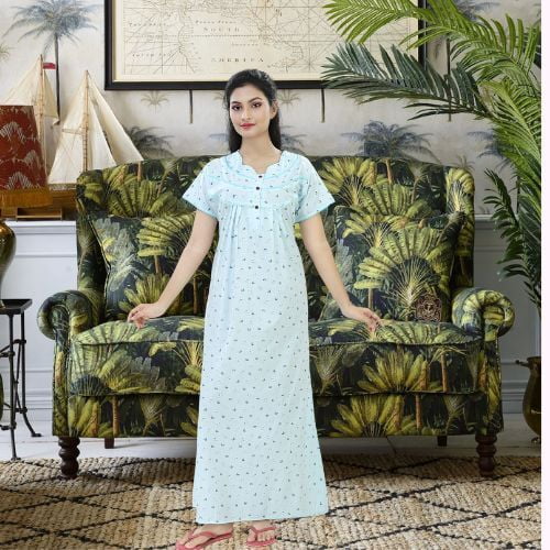 Parijaths Floral Nighty with Front Button Parijaths Floral Nighty with Front Button