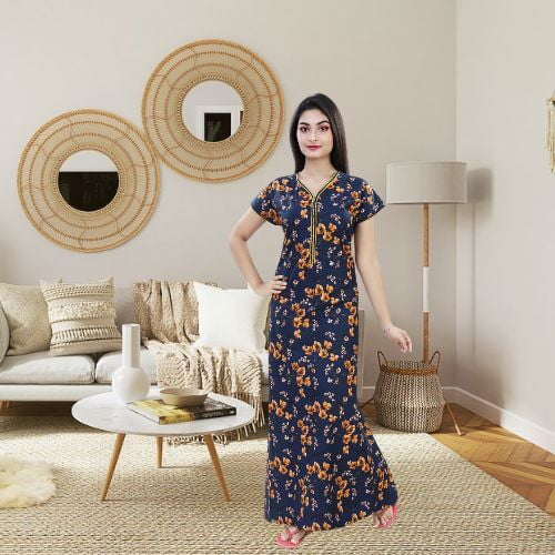 Parijaths Floral Nighty with Front Zips Parijaths Floral Nighty with Front Zips