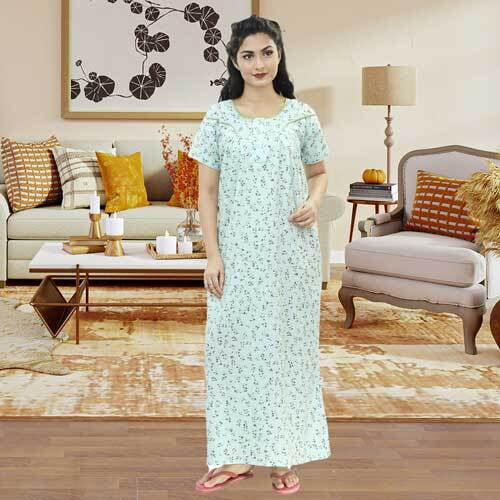 Parijaths Floral Nighty with Front Button Parijaths Floral Nighty with Front Button