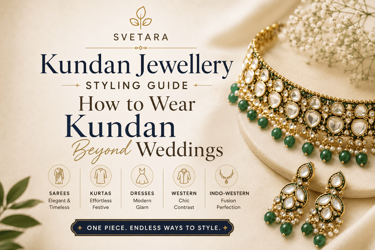 Learn how to style Kundan jewellery beyond weddings with sarees, kurtas, dresses, shirts and Indo-western looks. Discover how to balance chokers, earrings and necklace sets for festive, party and modern everyday styling. Learn how to style Kundan jewellery beyond weddings with sarees, kurtas, dresses, shirts and Indo-western looks. Discover how to balance chokers, earrings and necklace sets for festive, party and modern everyday styling.