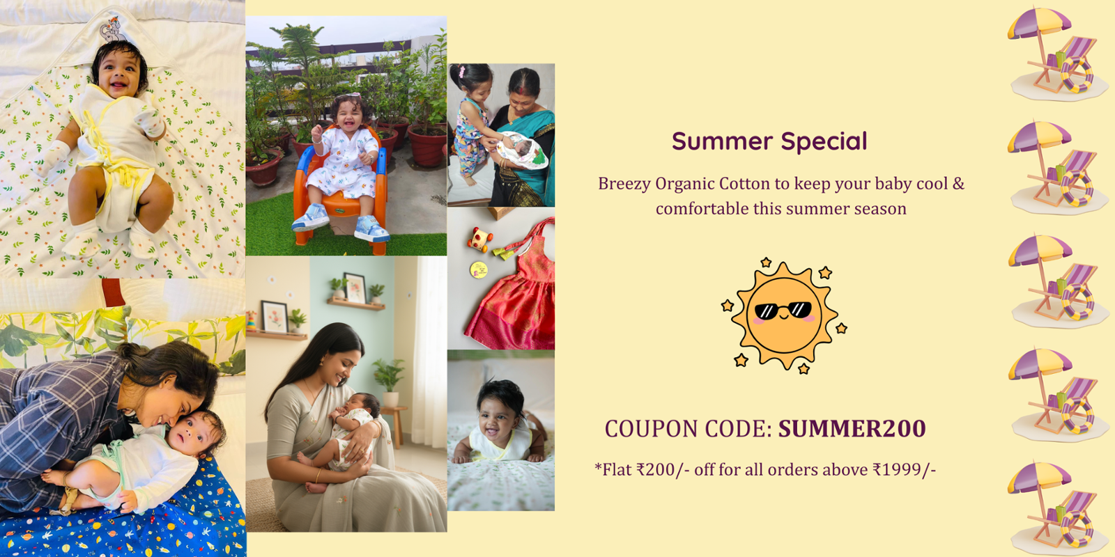 Avail a flat Rs. 200/- off Baby Clothing with a coupon code on LittleSudhams.com SUMMER200 Avail a flat Rs. 200/- off Baby Clothing with a coupon code on LittleSudhams.com SUMMER200