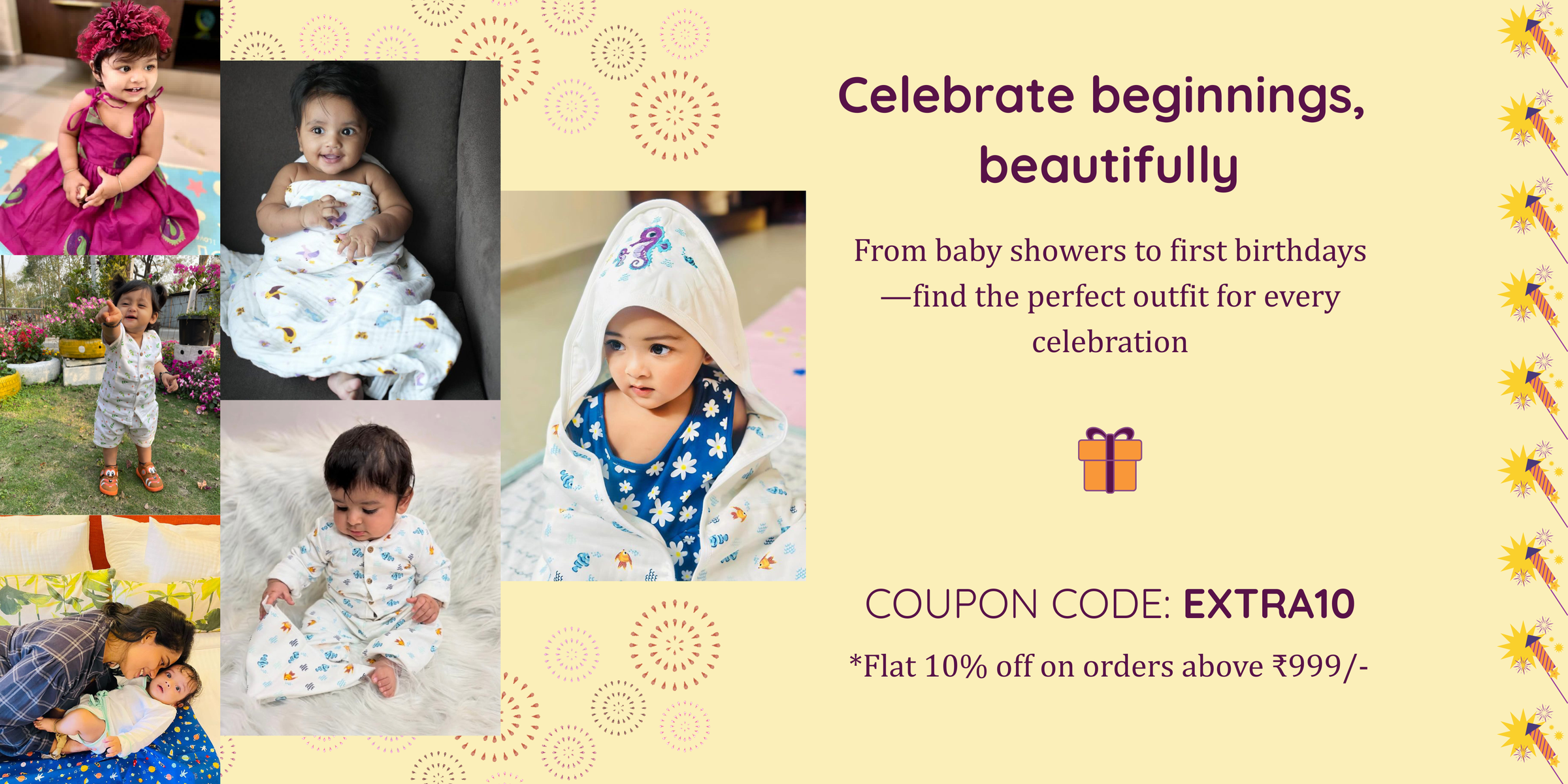 Baby Clothing made from 100% Organic cotton that is safe, soft and
gentle for your baby