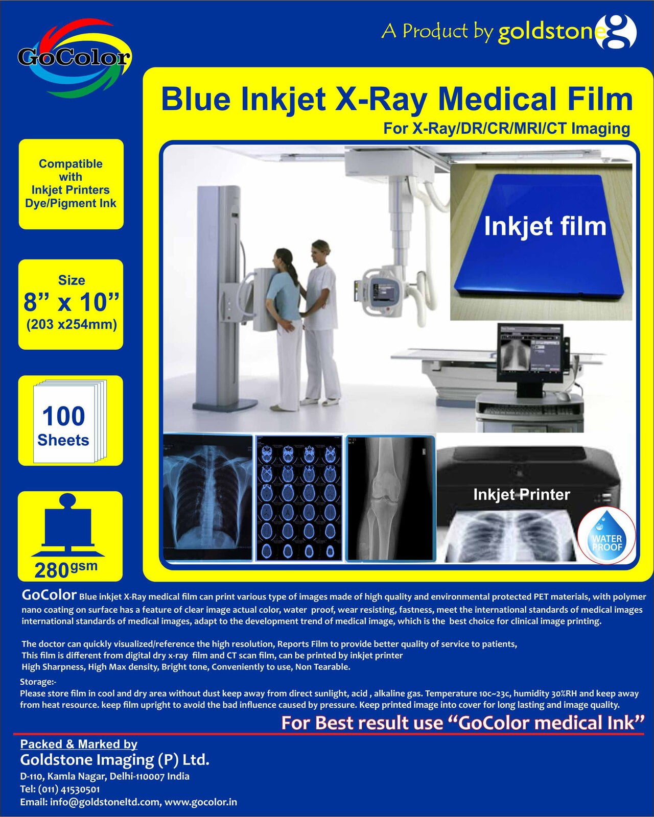 Inkjet Medical Blue X Ray Film 8"x10"  Inkjet Medical Blue X Ray Film 8"x10"