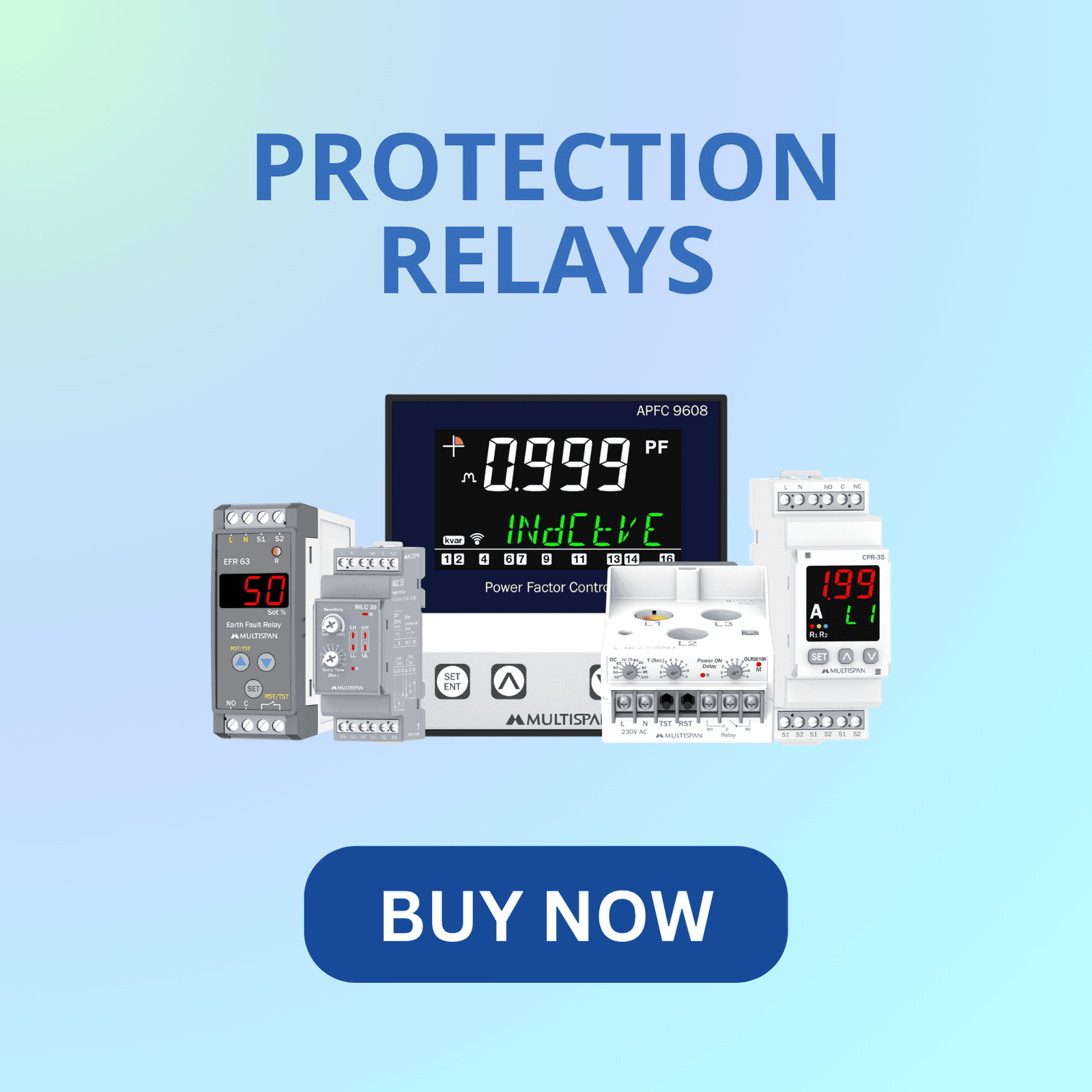 Multispan protection relay for electrical safety and fault monitoring Multispan protection relay for electrical safety and fault monitoring