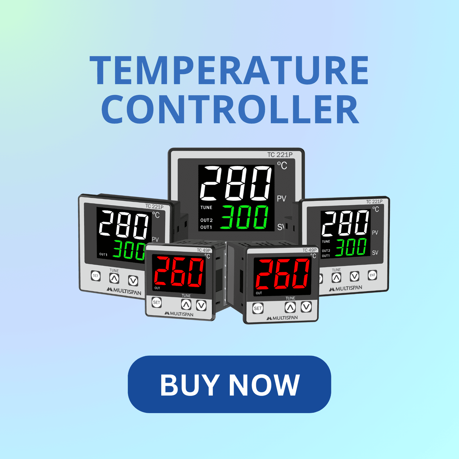 Multispan digital temperature controller with dual display for industrial use Multispan digital temperature controller with dual display for industrial use