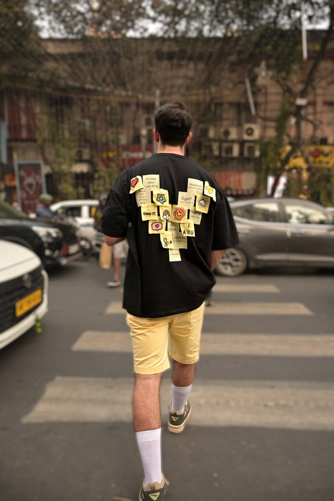 KANTHA STICKY NOTE OVERSIZED T-SHIRT KANTHA STICKY NOTE OVERSIZED T-SHIRT