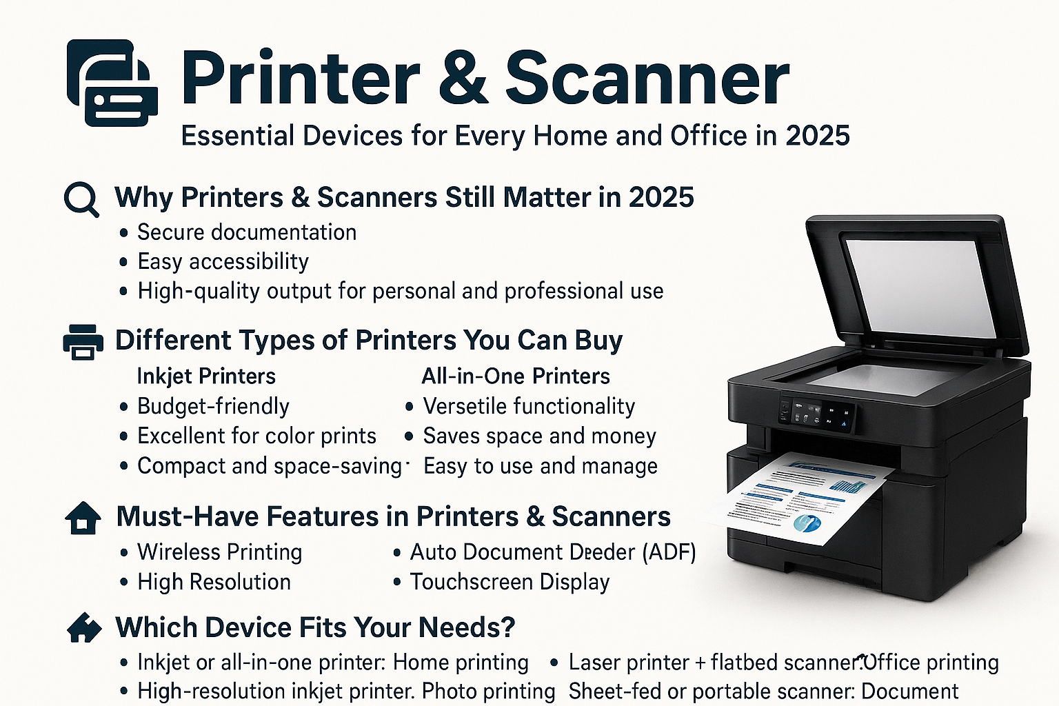 A stylish workspace featuring a modern printer and scanner on a wooden desk, with documents being scanned and printed, set in a well-lit home office. A stylish workspace featuring a modern printer and scanner on a wooden desk, with documents being scanned and printed, set in a well-lit home office.
