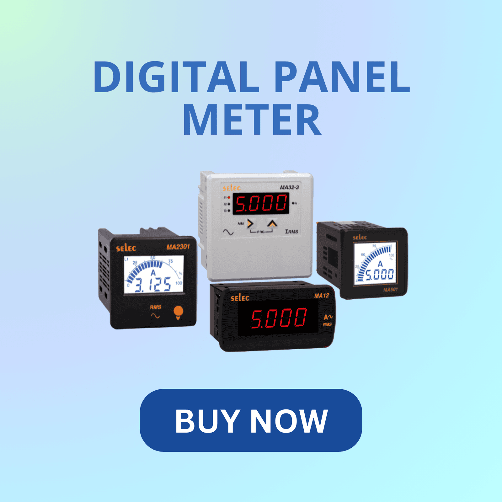 Selec digital panel meter for real-time voltage, current, and frequency display Selec digital panel meter for real-time voltage, current, and frequency display