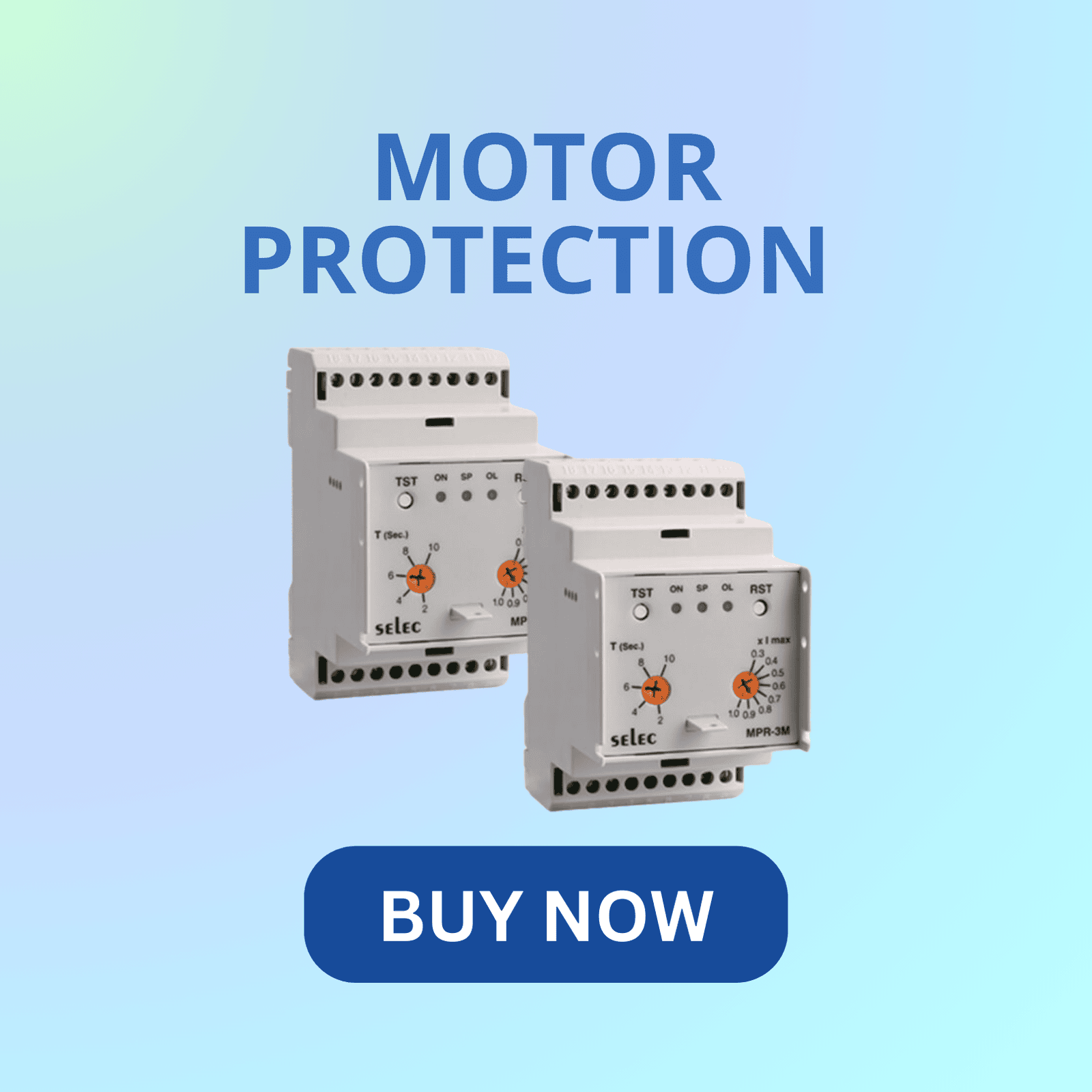 Selec motor protection relay for safeguarding motors against overload and phase failure conditions Selec motor protection relay for safeguarding motors against overload and phase failure conditions