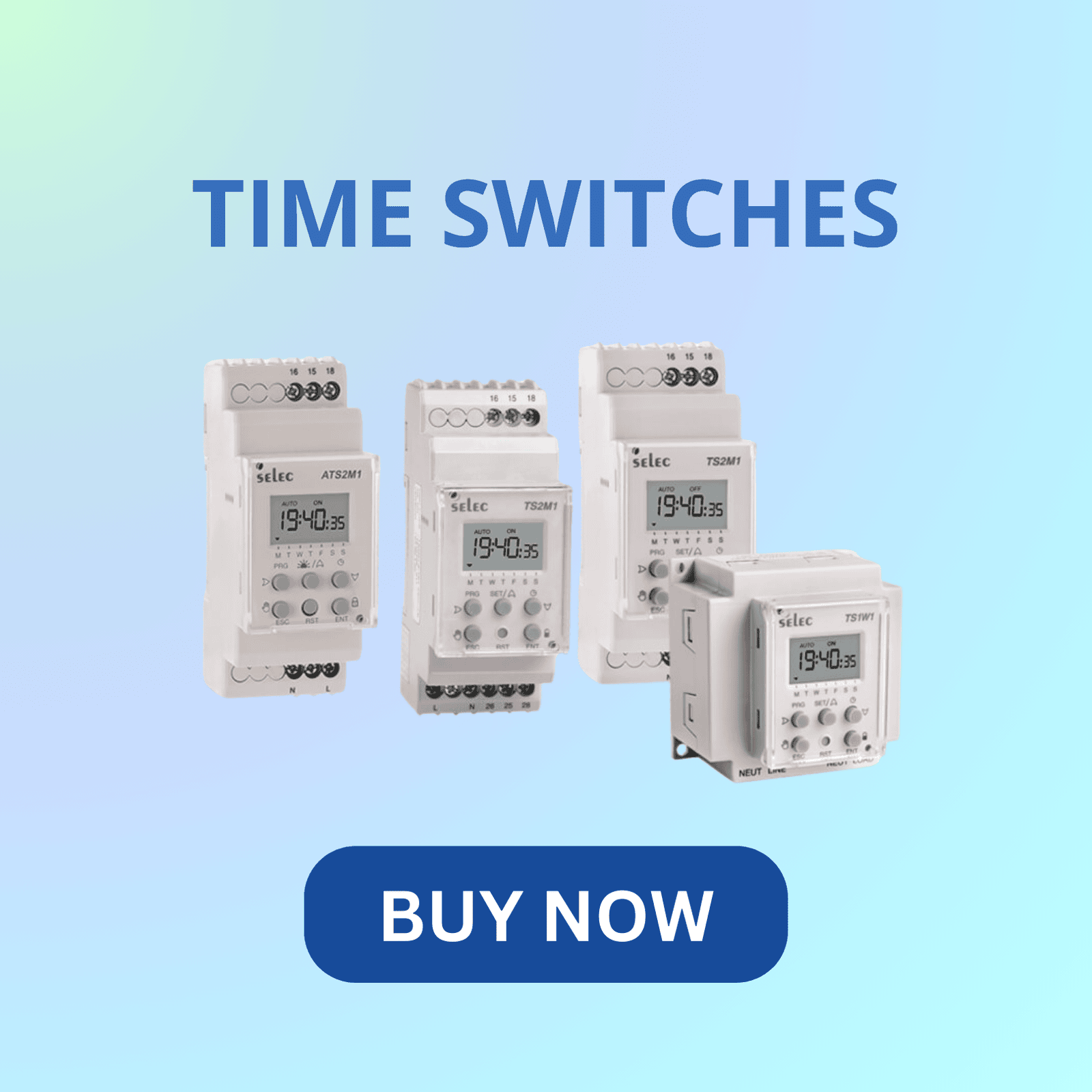 Selec time switch for scheduled on-off control of electrical devices and systems Selec time switch for scheduled on-off control of electrical devices and systems