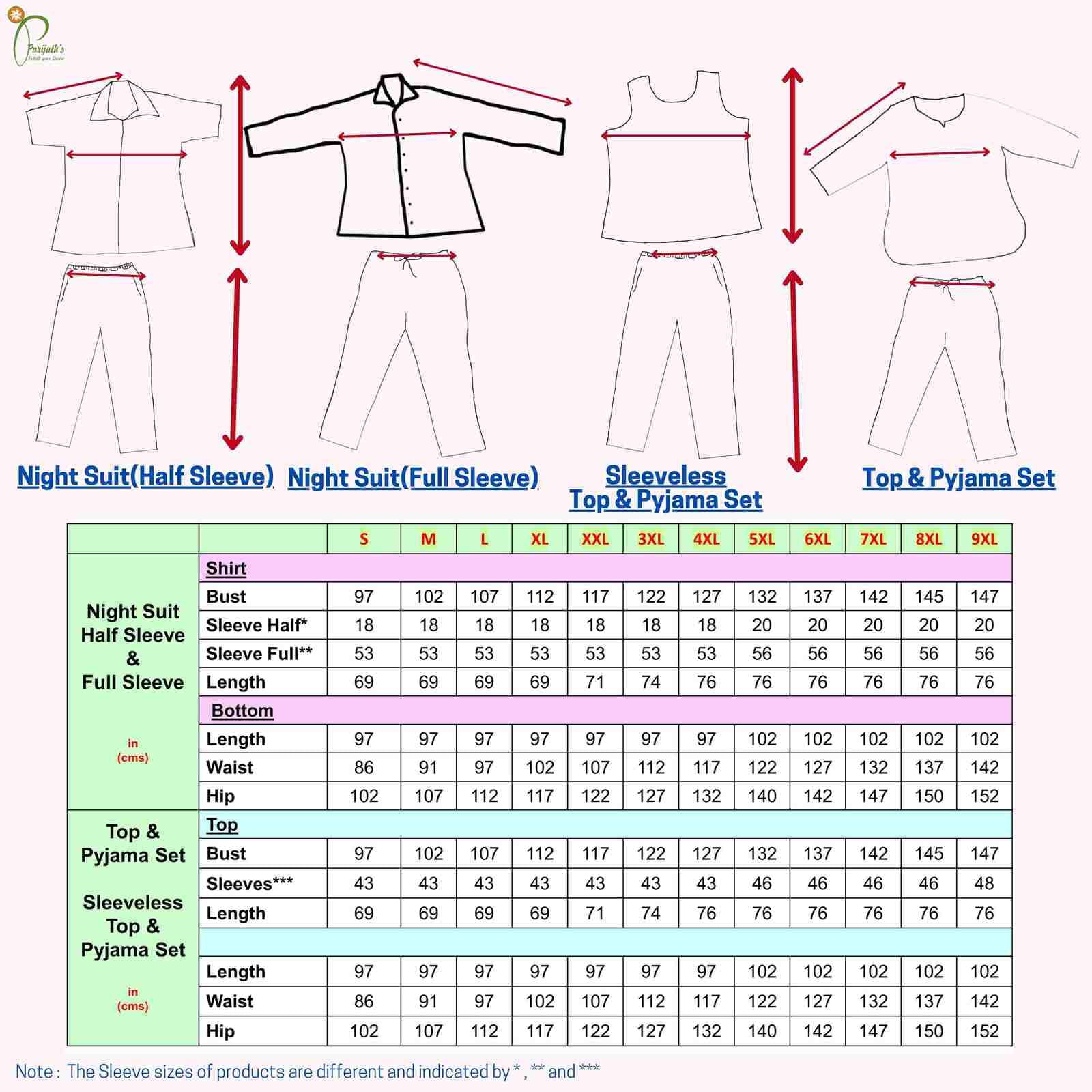 night suit and top pyjama set size chart night suit and top pyjama set size chart