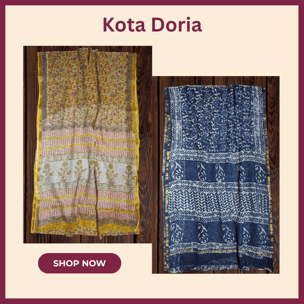 Kota Doria Block Print Saree