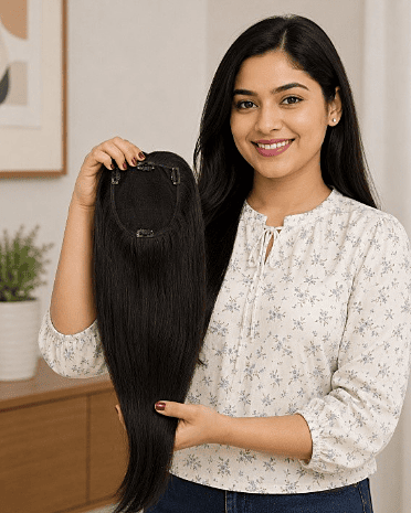 Back comb hair topper for volume without a visible parting - GoldTips Hair