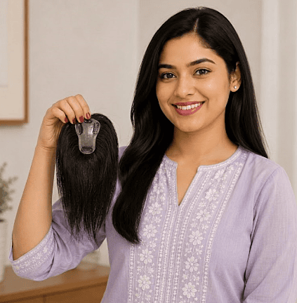 Mini hair topper for early-stage hair thinning - GoldTips Hair