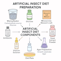 Insect diet components for artificially rearing insects in the laboratory