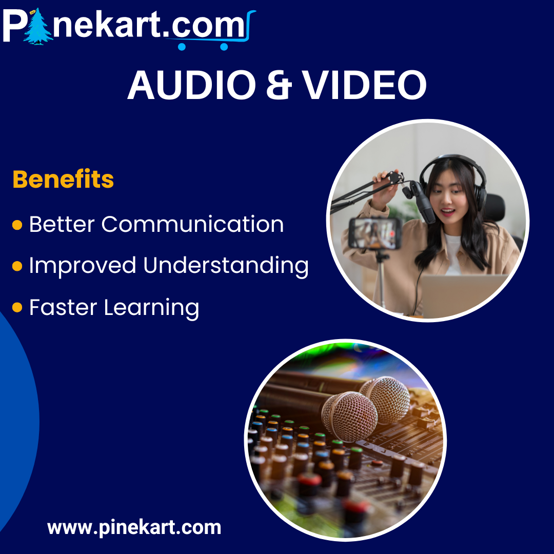 Modern audio and video devices including headphones, speakers, a smart TV, and webcam setup for entertainment and communication. Modern audio and video devices including headphones, speakers, a smart TV, and webcam setup for entertainment and communication.