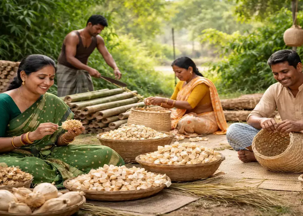 bengali artisans making sola wood flower and dry flowers eco friendly handicraft bamboo work bengali artisans making sola wood flower and dry flowers eco friendly handicraft bamboo work