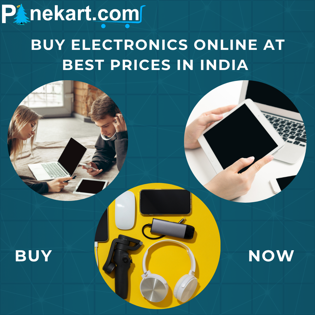 Promotional banner displaying electronics like laptop, CCTV camera, earbuds, charger, and power bank with text 'Buy Electronics Online at Best Prices in India'. Promotional banner displaying electronics like laptop, CCTV camera, earbuds, charger, and power bank with text 'Buy Electronics Online at Best Prices in India'.
