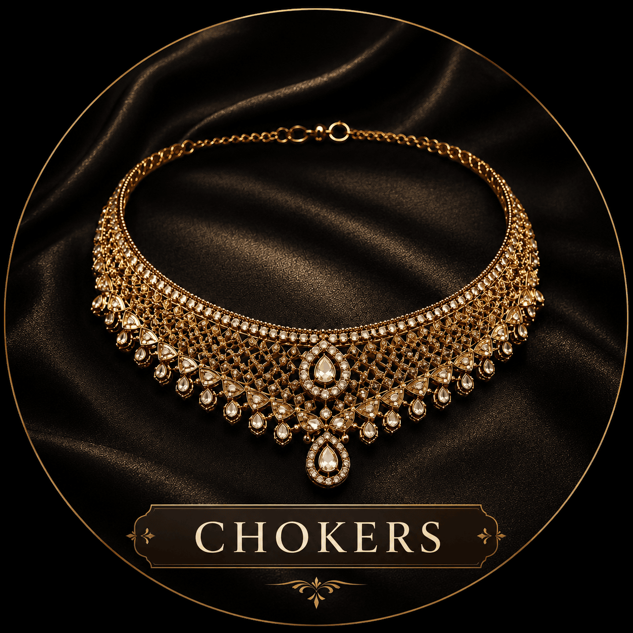 Gold choker necklace with elegant stones for SVETARA chokers collection Gold choker necklace with elegant stones for SVETARA chokers collection