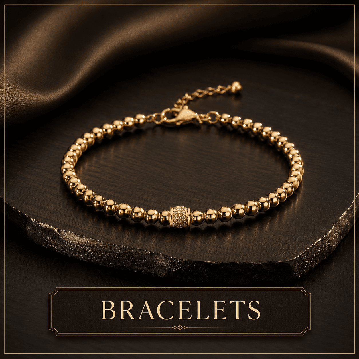 Gold beaded bracelet with premium fashion jewellery styling for SVETARA bracelets collection Gold beaded bracelet with premium fashion jewellery styling for SVETARA bracelets collection