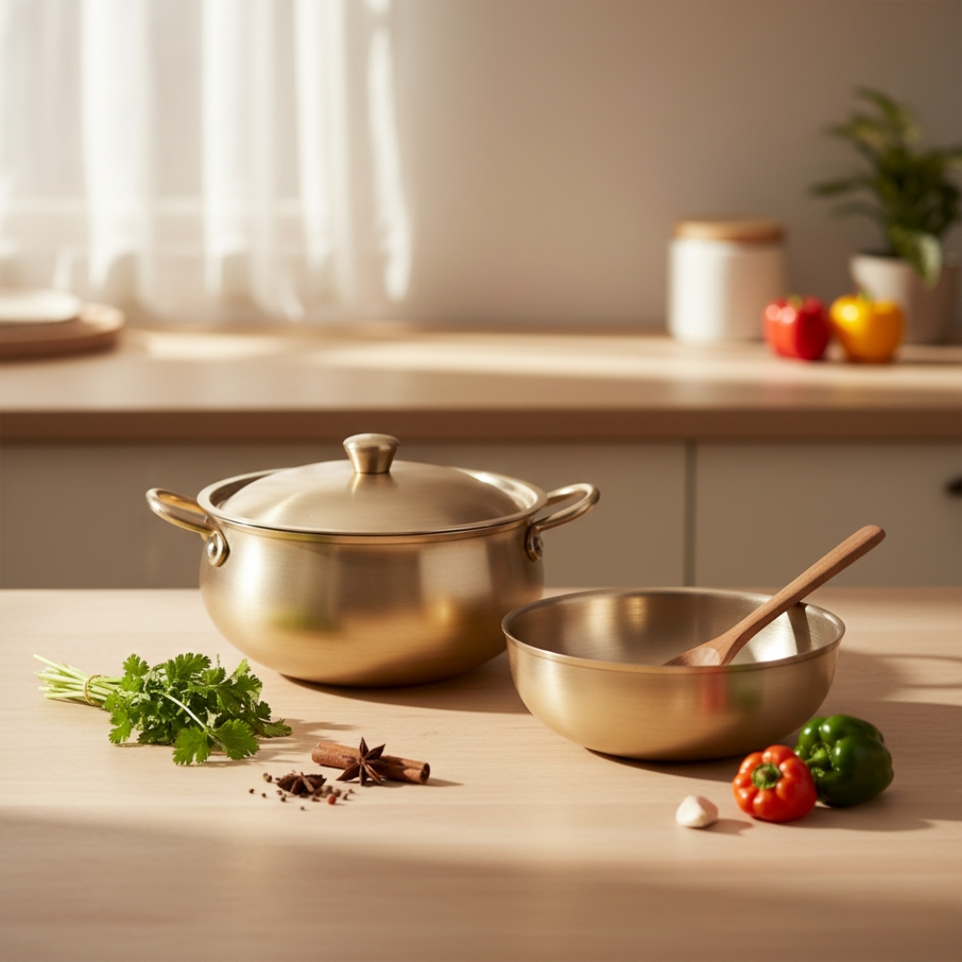Heritage cookware made of Kansa, Bronze, and Copper – traditional vessels with Ayurvedic benefits