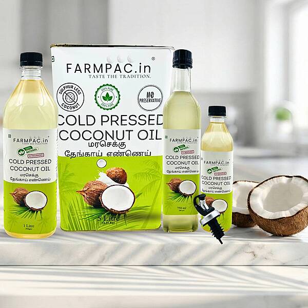 Wood Pressed Coconut Oil Range - Pure and Edible Thengai Ennailphur Free Edible Mara Chekku Oil