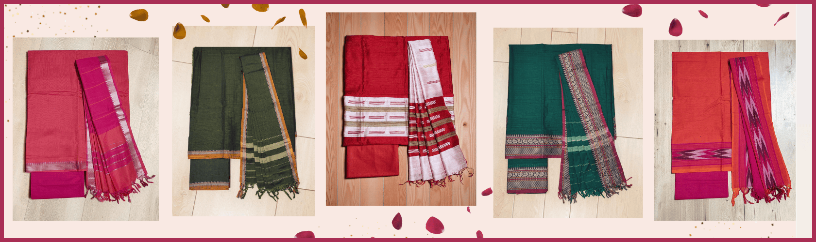 Ivikta Handloom Unstitched Salwar Suit Set Ivikta Handloom Unstitched Salwar Suit Set