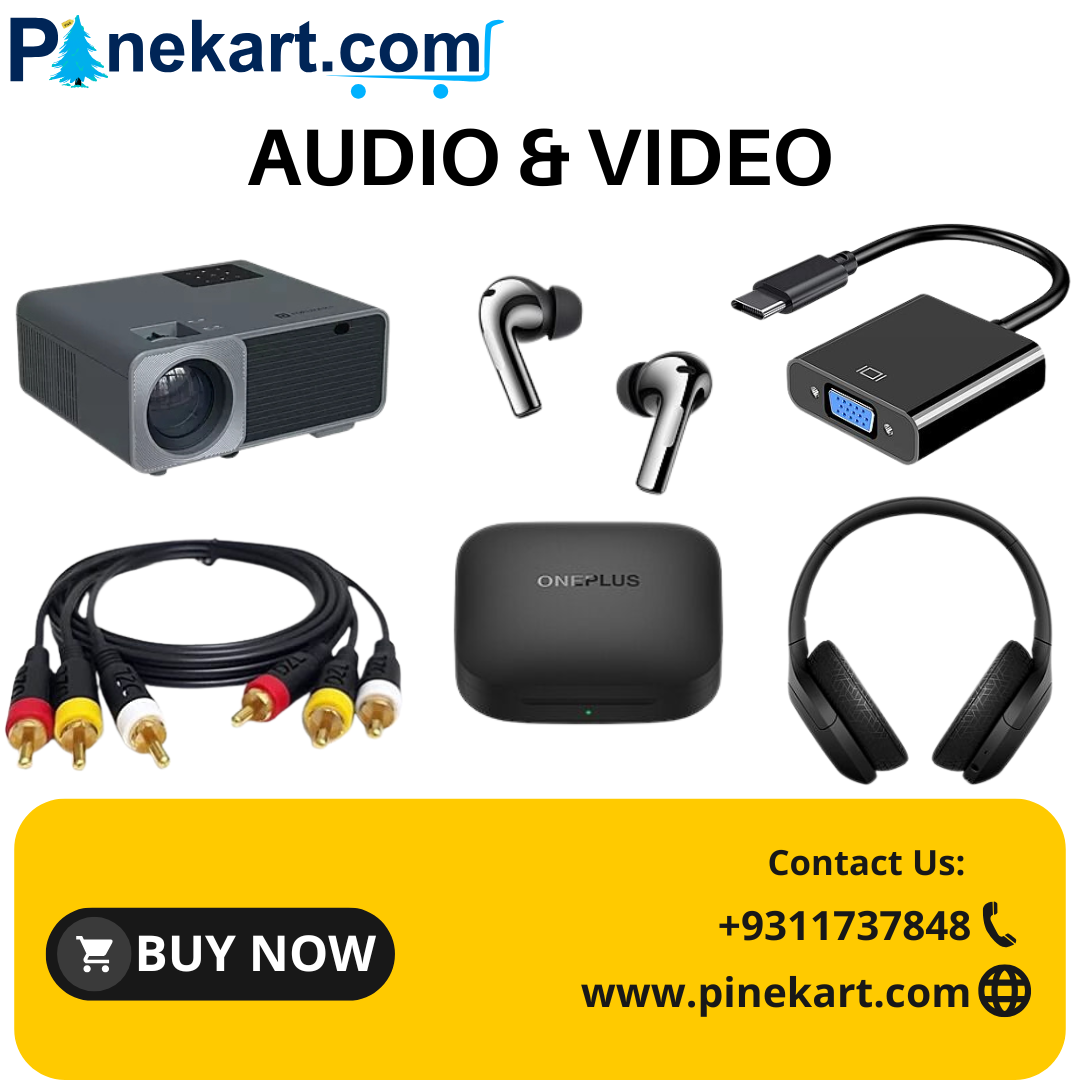 High-quality audio and video gadgets like earbuds, soundbar, projector, and LED TV for immersive sound and clear visuals. High-quality audio and video gadgets like earbuds, soundbar, projector, and LED TV for immersive sound and clear visuals.