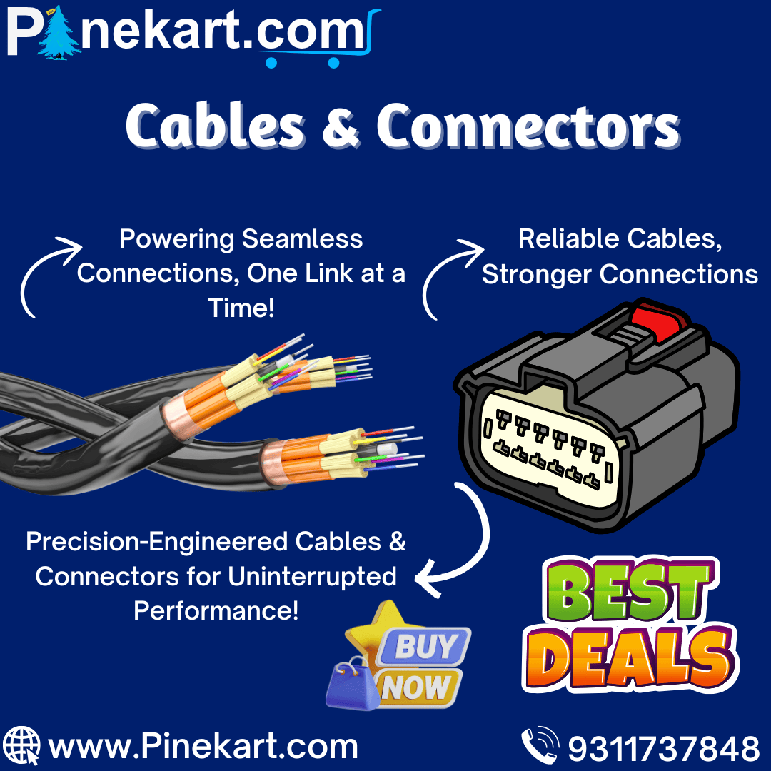 A variety of cables and connectors, including HDMI, USB, Ethernet, and audio cables, neatly arranged to showcase their types and functions for seamless device connectivity.