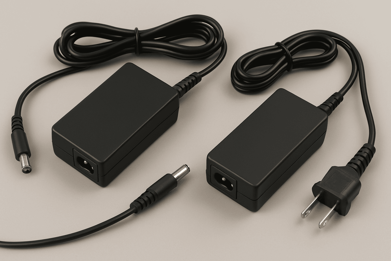 "Various laptop adapters for different brands and models, showcasing diverse plug and voltage options." "Various laptop adapters for different brands and models, showcasing diverse plug and voltage options."