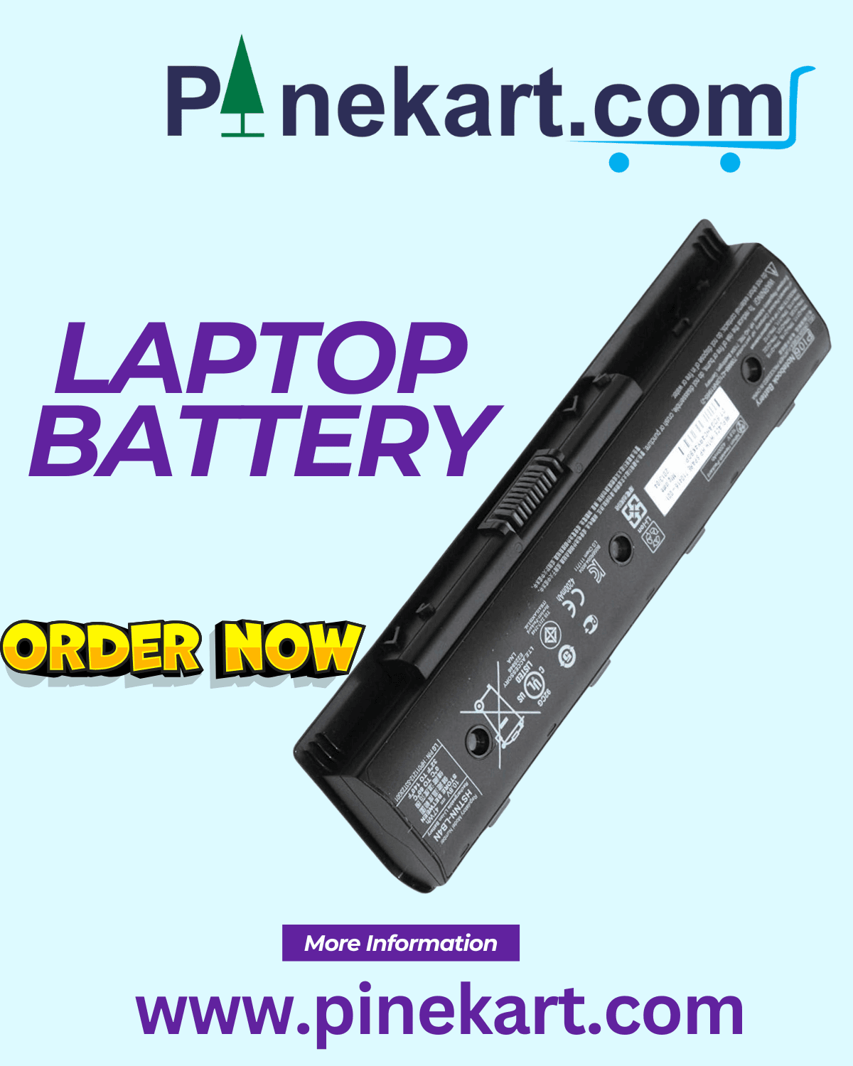Laptop battery with brand logos displayed above it. Laptop battery with brand logos displayed above it.