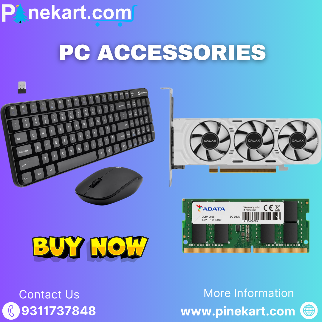 "A variety of essential PC accessories including a keyboard, mouse, monitor, headphones, and webcam arranged on a modern desktop setup." "A variety of essential PC accessories including a keyboard, mouse, monitor, headphones, and webcam arranged on a modern desktop setup."