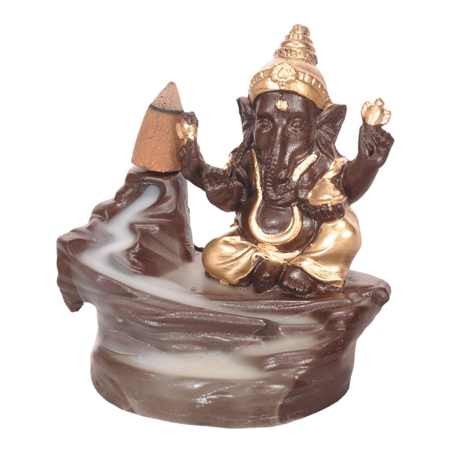 Gold Ganesh Backflow Incense Stick Holder