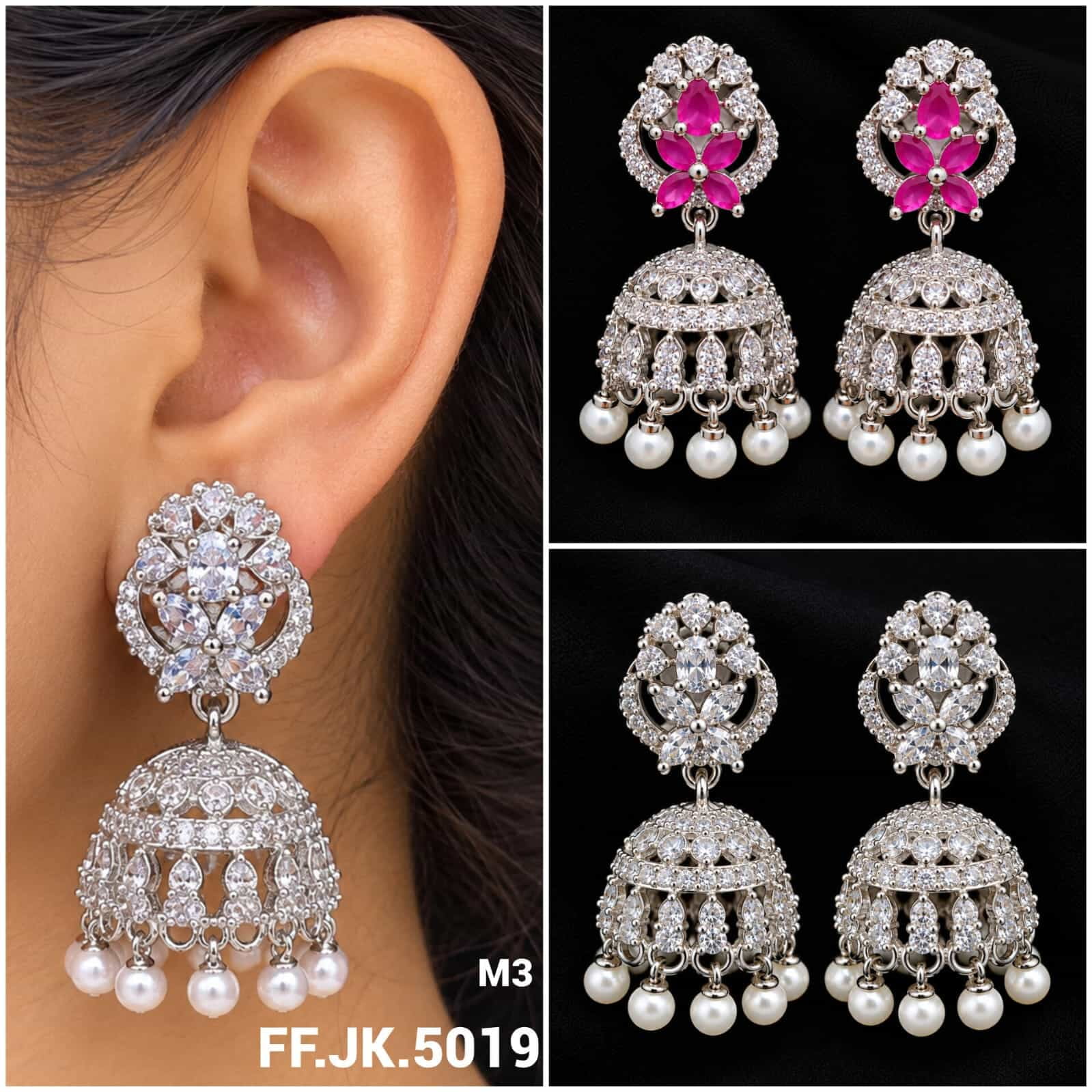 Silver Finish Jhumka Earrings