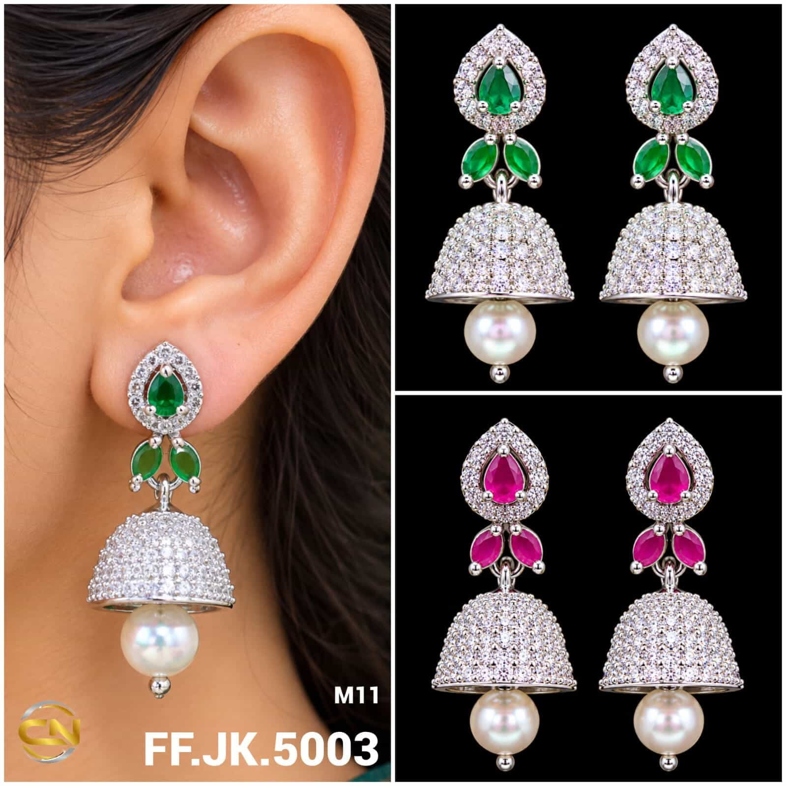 Silver Finish Jhumka Earrings