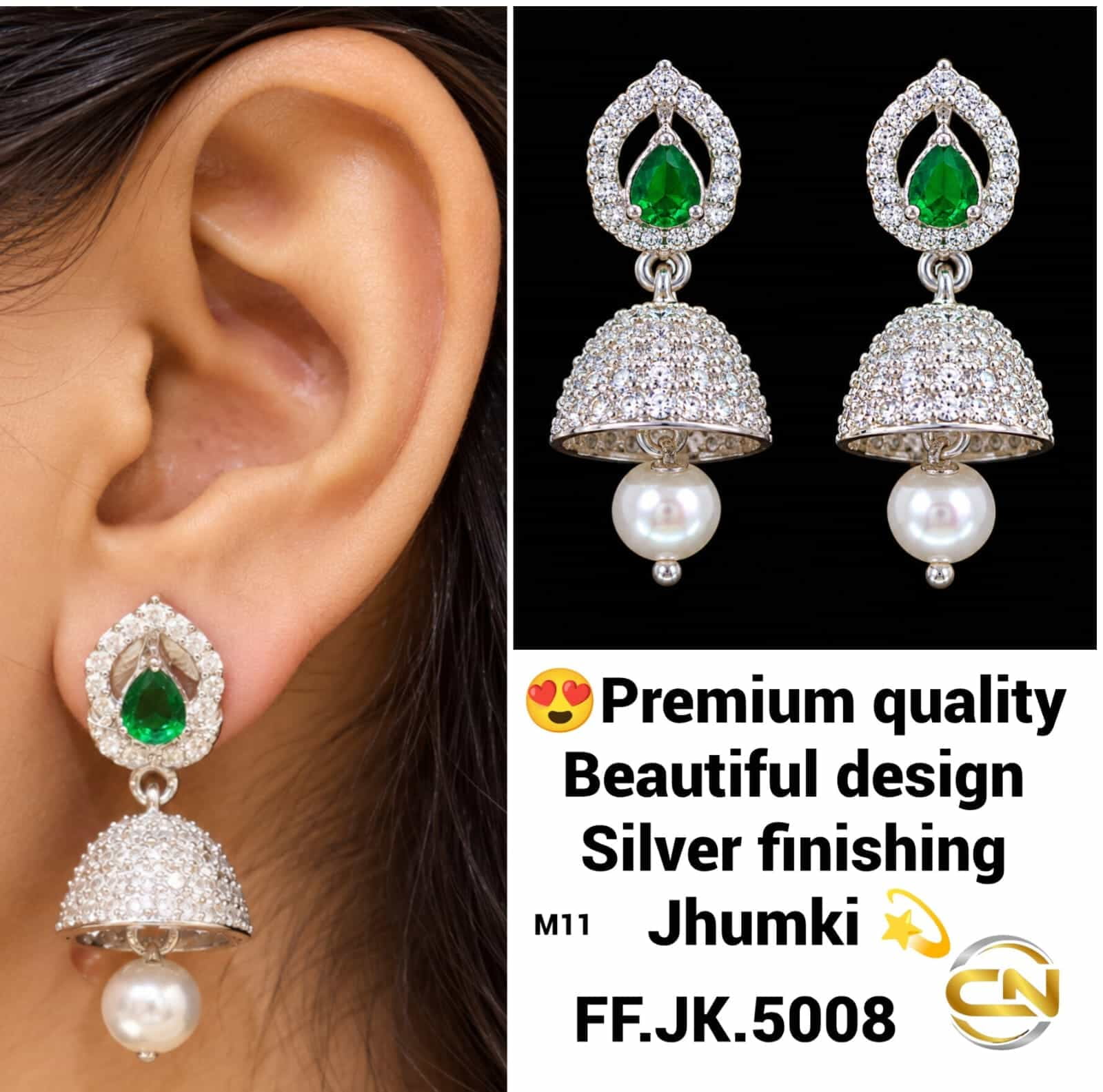 Silver Finish Jhumka Earrings