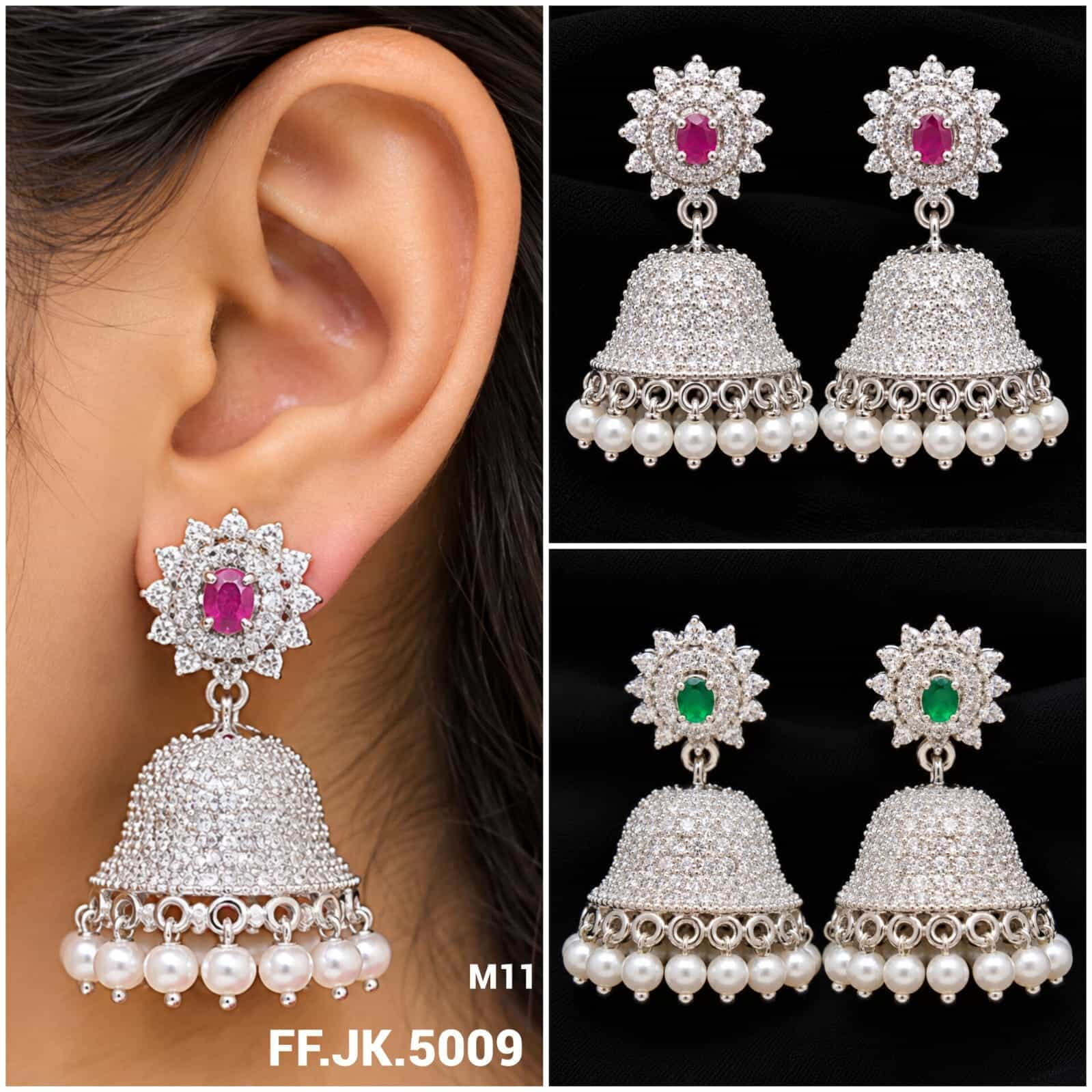 Silver Finish Jhumka Earrings