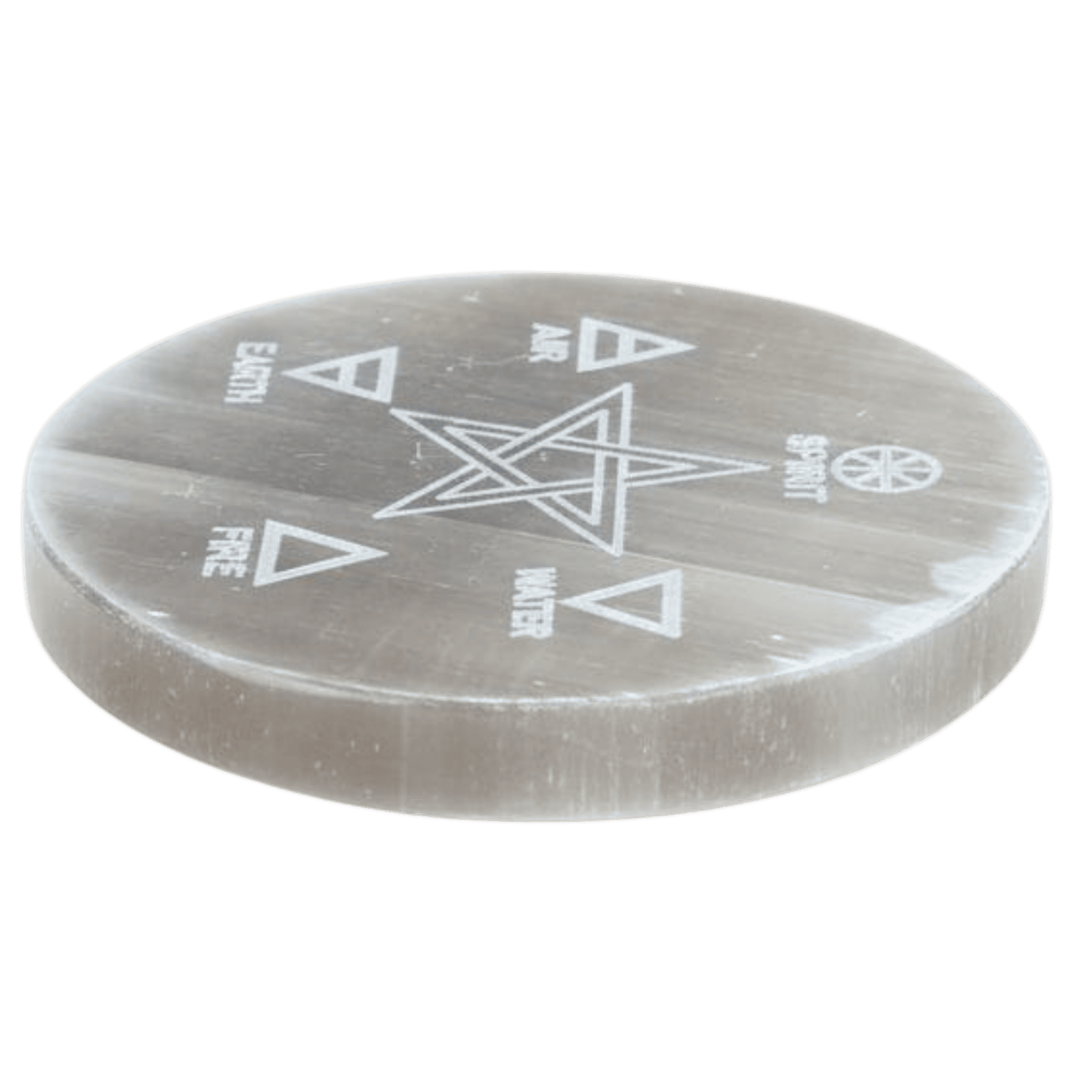 Selenite Plate With Pyramid Design (Flat)